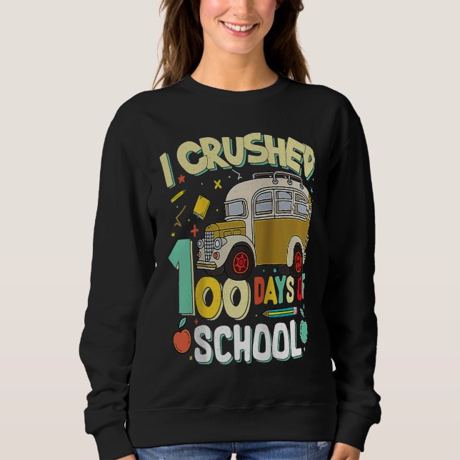 Camiseta Eu Esmaguei 100 Dias de Ideia de Ônibus Escolar Al (Frente)