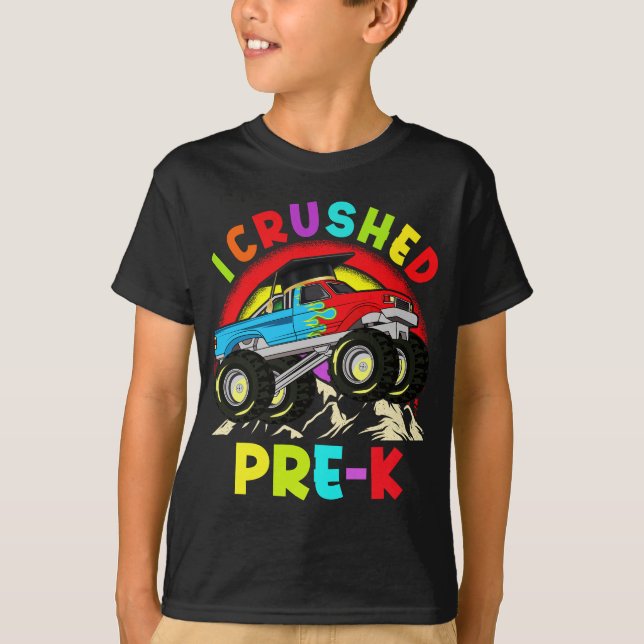 Camiseta Eu Esmaguei o Caminhão Monstro da Pré-Escola com C (Frente)