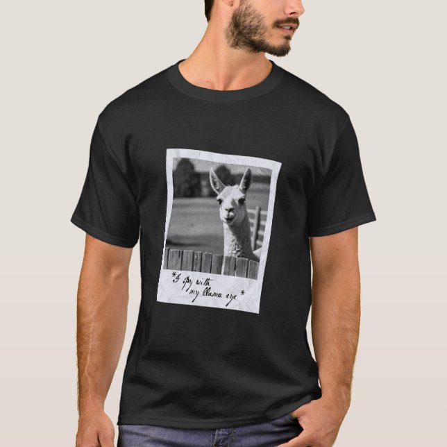Camiseta Eu Espio com Meu Olho de Lhama, Anima de Lhama Esp (Frente)