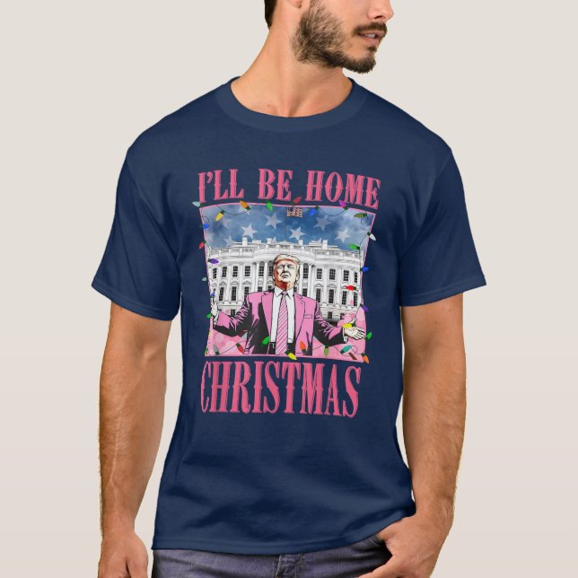 Camiseta Eu Estarei Em Casa Para Papais noeis De Natal Engr (Frente)