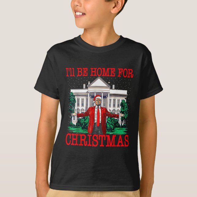 Camiseta Eu Estarei Em Casa Para Papais noeis De Natal Engr (Frente)
