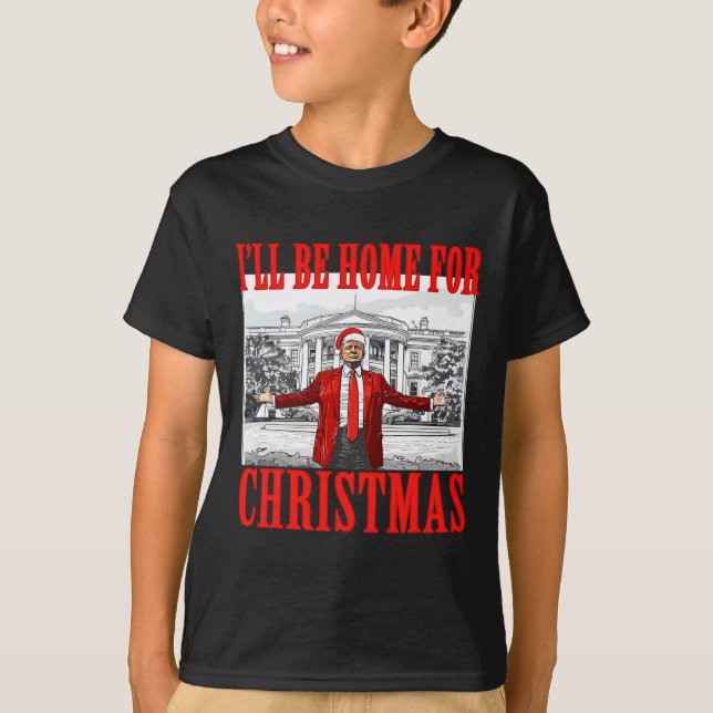 Camiseta Eu Estarei Em Casa Para Papais noeis De Natal Engr (Frente)