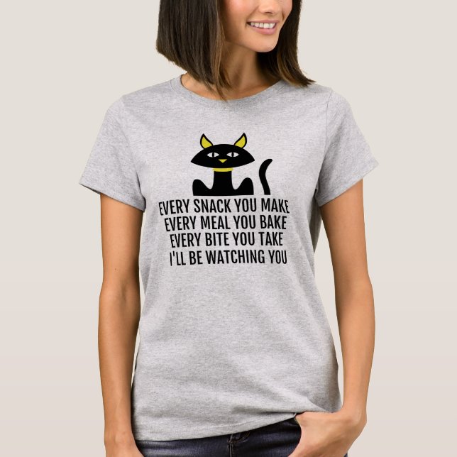Camiseta Eu Estarei Te Observando Um Gato Bonito. (Frente)