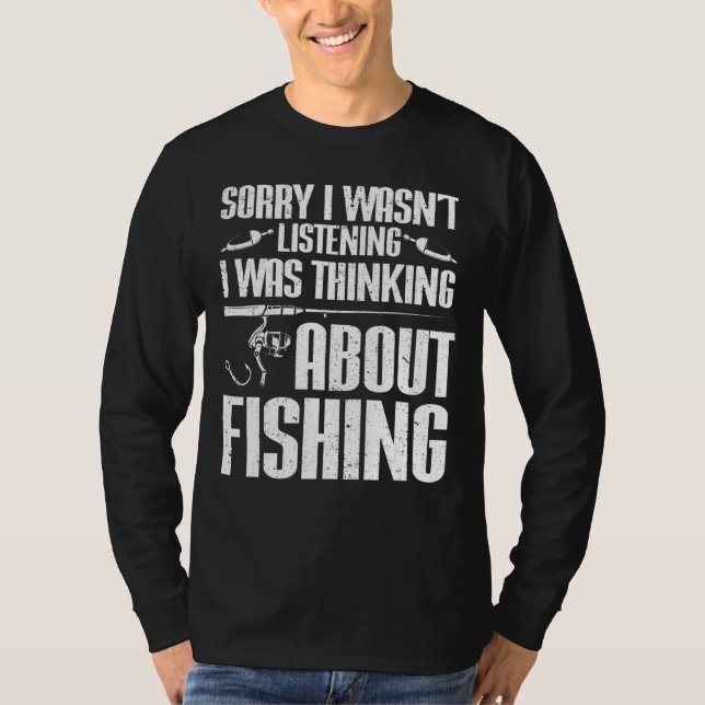 Camiseta Eu Estava Pensando Em Pescar Pesca 5 (Frente)