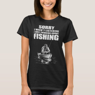 Camiseta Eu Estava Pensando Em Pescar Pescador Engraçado
