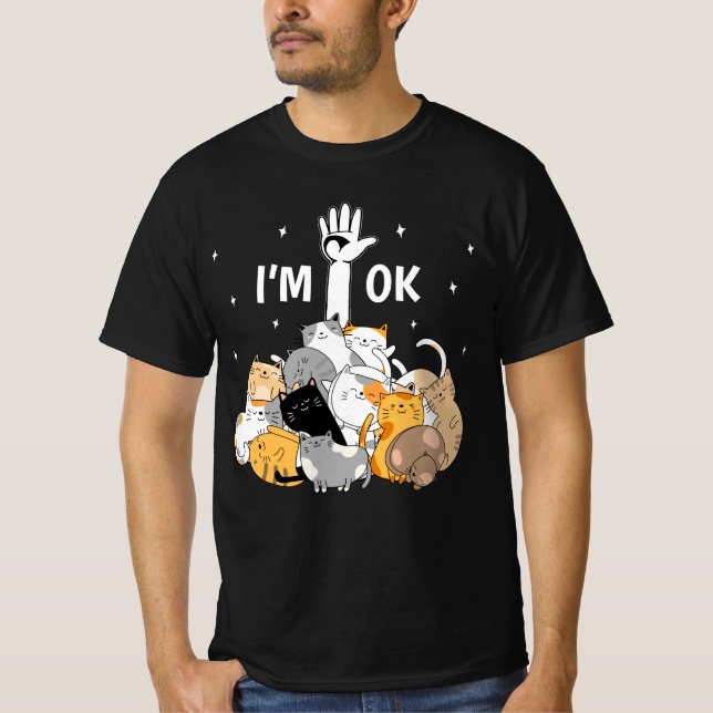 Camiseta Eu estou bem, Gatos Engraçados (Frente)