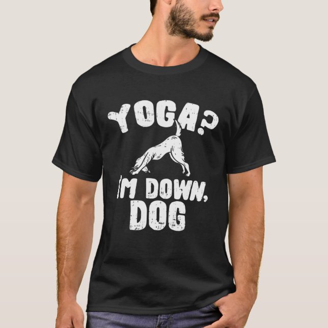 Camiseta Eu estou Cachorro Baixo  Ioga (Frente)