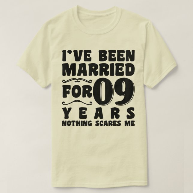 Camiseta Eu Estou Casado Há 09 Anos Aniversário de Casament (Frente do Design)