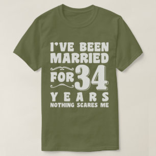 Camiseta Eu Estou Casado Há 34 Anos Marido Esposa Casal