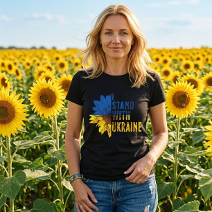 Camiseta Eu estou com a Ucrânia. Símbolo de girassol da Paz