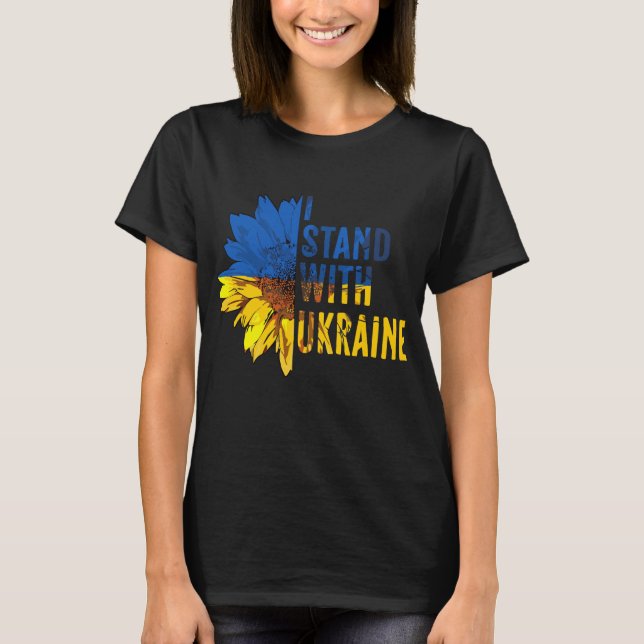 Camiseta Eu estou com a Ucrânia. Símbolo de girassol da Paz (Frente)