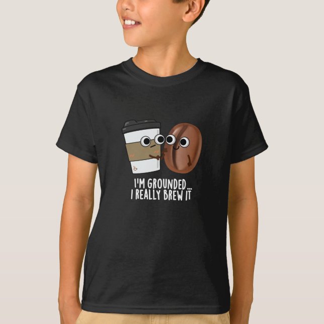 Camiseta Eu estou feliz Eu realmente crio café Pun Dark BG (Frente)