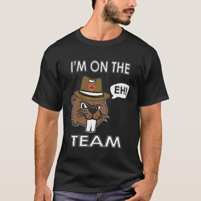 Camiseta Eu Estou Na Equipe Eh Língua Canadense (Frente)
