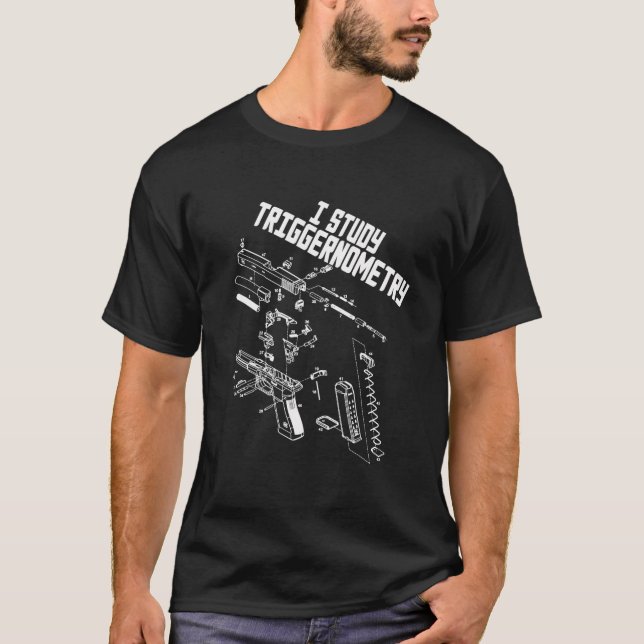 Camiseta Eu Estudo Arma De Arma De Arranjo Dizendo Roupa En (Frente)
