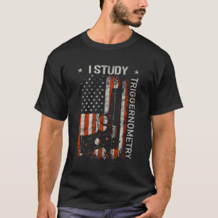 Camiseta Eu Estudo Arrumgernometria Arma Americana Bandeira