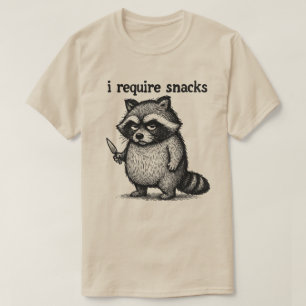 Camiseta Eu Exijo Lanches Guaxinim   Roupas Engraçadas de A