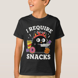 Camiseta Eu Exijo Lanches Meme Divertido Amante de Gatos Mã