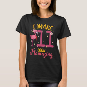 Camiseta Eu Faço 11 Um Aniversário Flamingo 11