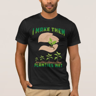 Camiseta Eu faço as plantações molhadas com design de camis