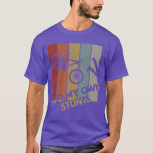 Camiseta Eu Faço Meus Próprios Estunts Bicicleta de Montanh