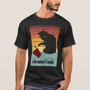 Camiseta Eu Faço O Que Eu Quero Com Gato Preto Com Olhos Am