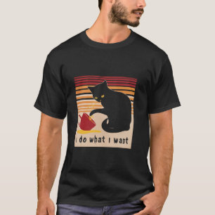 Camiseta Eu Faço O Que Eu Quero Gato Vintage Black Cat Pet 