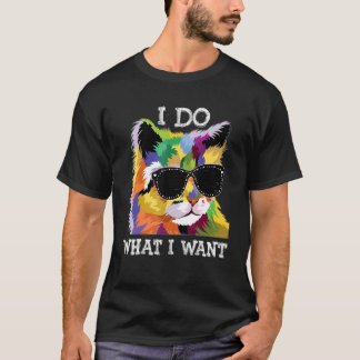 Camiseta Eu Faço O Que Eu Quero Pop Gato Visto Óculos De So