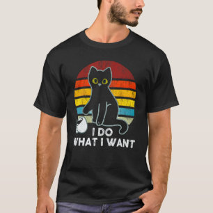 Camiseta Eu Faço O Que Eu Quero Que Gato Preto Vintage Café