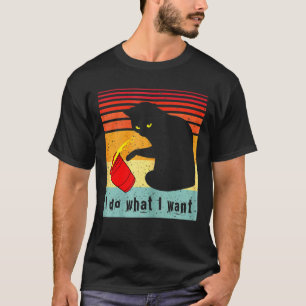 Camiseta Eu Faço O Que Eu Quero Vintage Black Cat Red Cup M