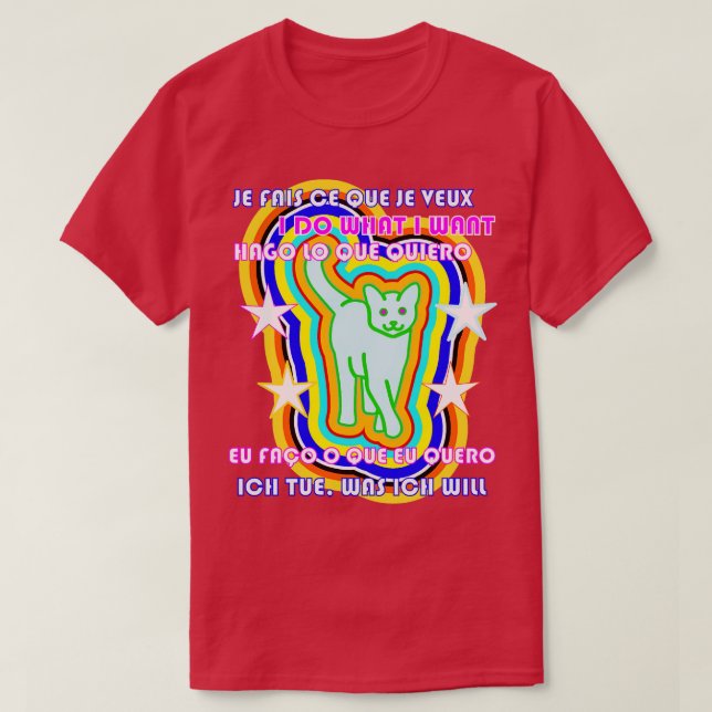 Camiseta Eu Faço O Que Quero Dizer Gato Inteligente Cinco I (Frente do Design)
