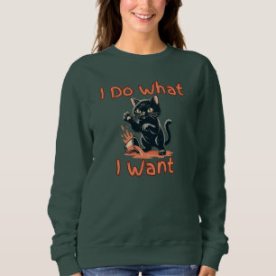 Camiseta Eu Faço O Que Quero Gato chapéu – Gato Sassy Engra