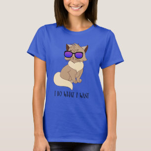 Camiseta Eu faço o que quero - Gato engraçado nos óculos