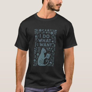 Camiseta Eu Faço O Que Quero Gato Leitor Boho Floral Vintag