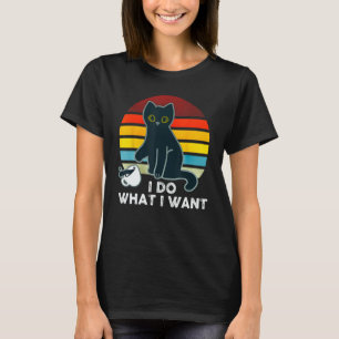 Camiseta Eu Faço O Que Quero Gato Preto Derramando Café Vin