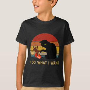 Camiseta Eu Faço O Que Quero Gato Preto Engraçado Para Mulh