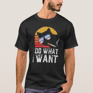 Camiseta Eu Faço O Que Quero Legal Gato Engraçado E Óculos 