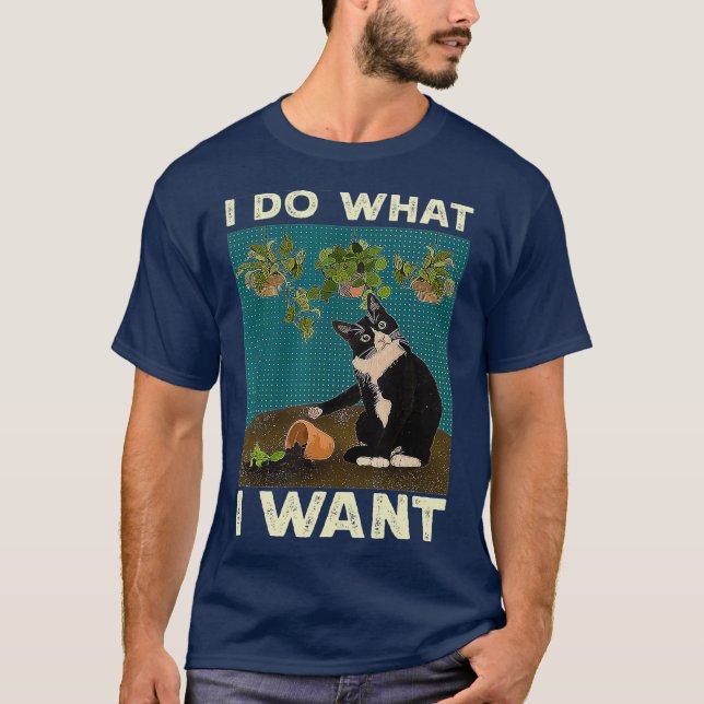 Camiseta Eu Faço O Que Quero Um Gato De Tuxedo Gato Engraça (Frente)