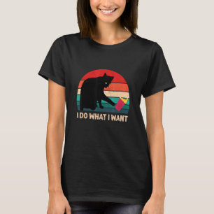 Camiseta Eu Faço O Que Quero Vintage Gato Preto Xícara Verm