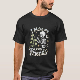 Camiseta Eu Faço Os Meus Próprios Amigos Esqueleto Plantaçã