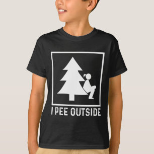 Camiseta Eu faço xixi fora da garota Sinal engraçado Campin