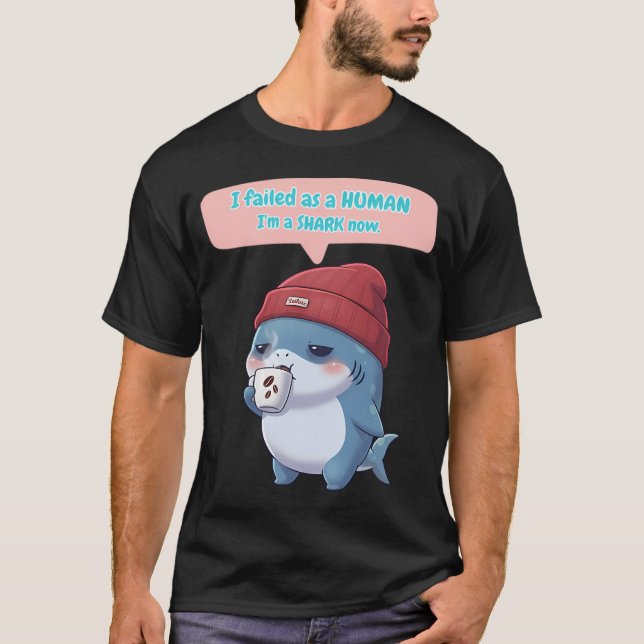 Camiseta Eu Falhei Como Humano - Chibi Shark (Frente)