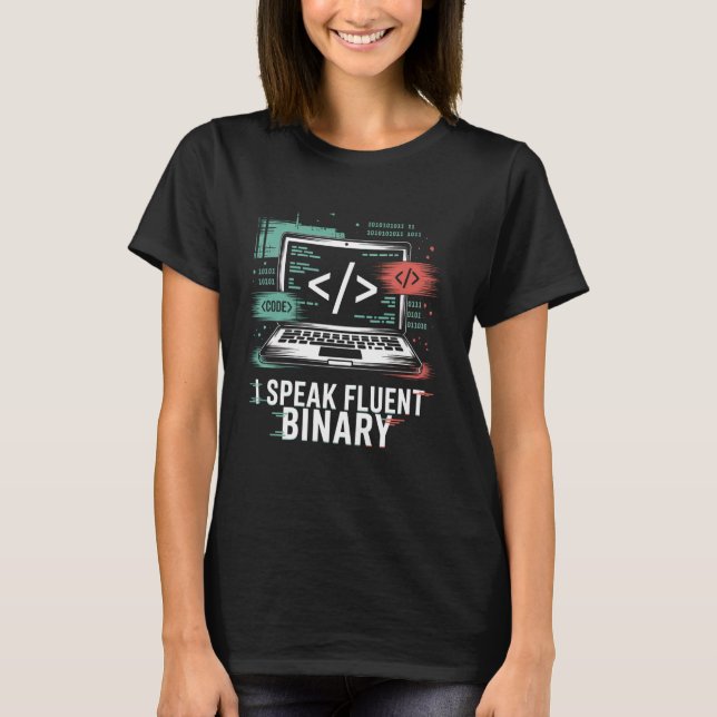 Camiseta Eu Falo Binário Fluente Coder Programador Divertid (Frente)