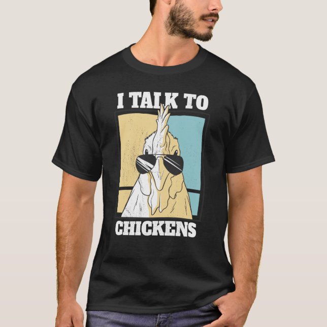 Camiseta Eu falo com galinhas Galo com óculos de sol 1 (Frente)