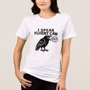 Camiseta Eu Falo Corvo Fluente Ilustração de Design Engraça