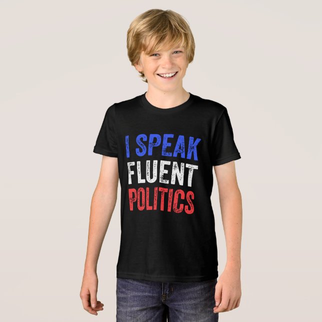 Camiseta Eu Falo Política Fluente Engraçada Política (Frente Completa)