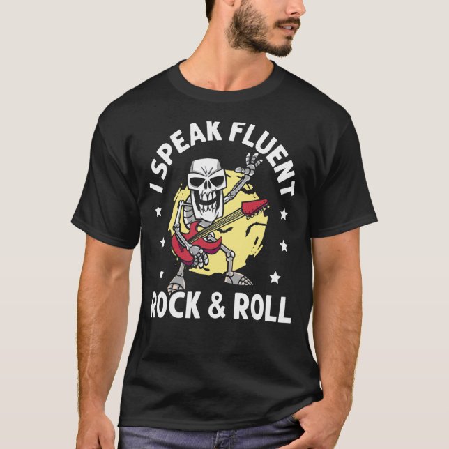 Camiseta Eu Falo Rock Fluent E Toque Guitarrista Roll (Frente)