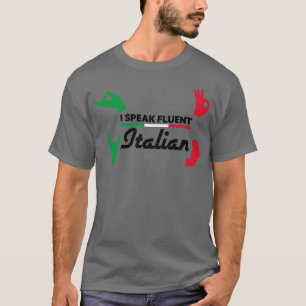 Camiseta Eu falo um gesto fluente de mão italiana em branco