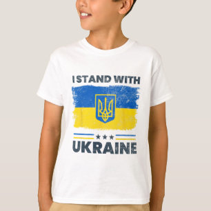 Camiseta Eu Fico Com a Bandeira da Ucrânia - Bandeira Ucran