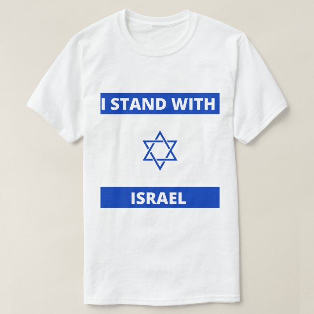 Camiseta Eu fico com a bandeira de Israel (Frente do Design)