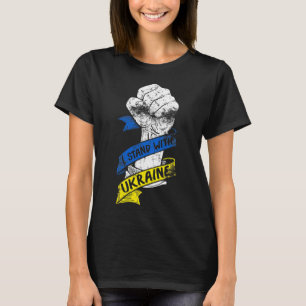 Camiseta Eu Fico Com a Faixa de Poder da Bandeira da Ucrâni